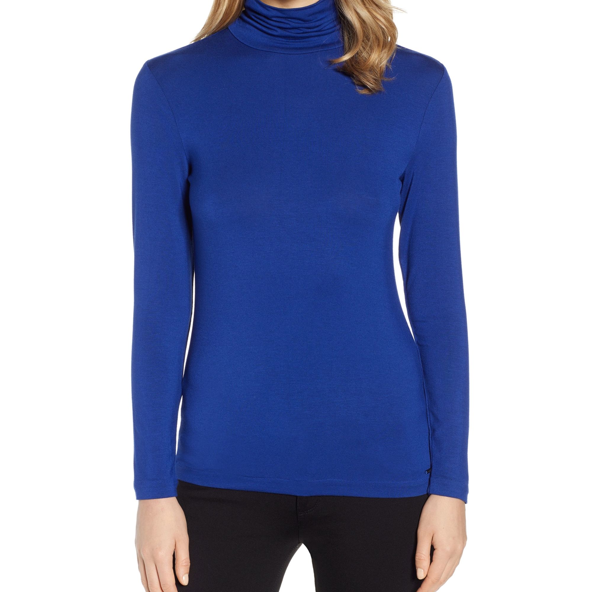 Womens Solid Seamless Turtleneck Top